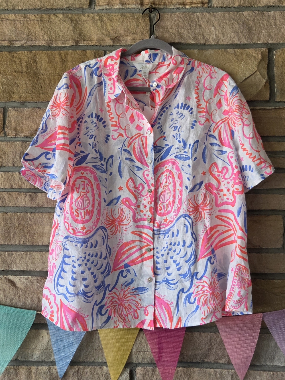 NWT Lilly Pulitzed Ridoc Linen Button Up Shirt